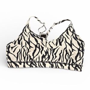 Zebra Print Women's Bralette Zyia XL sports bra unpadded black white gym